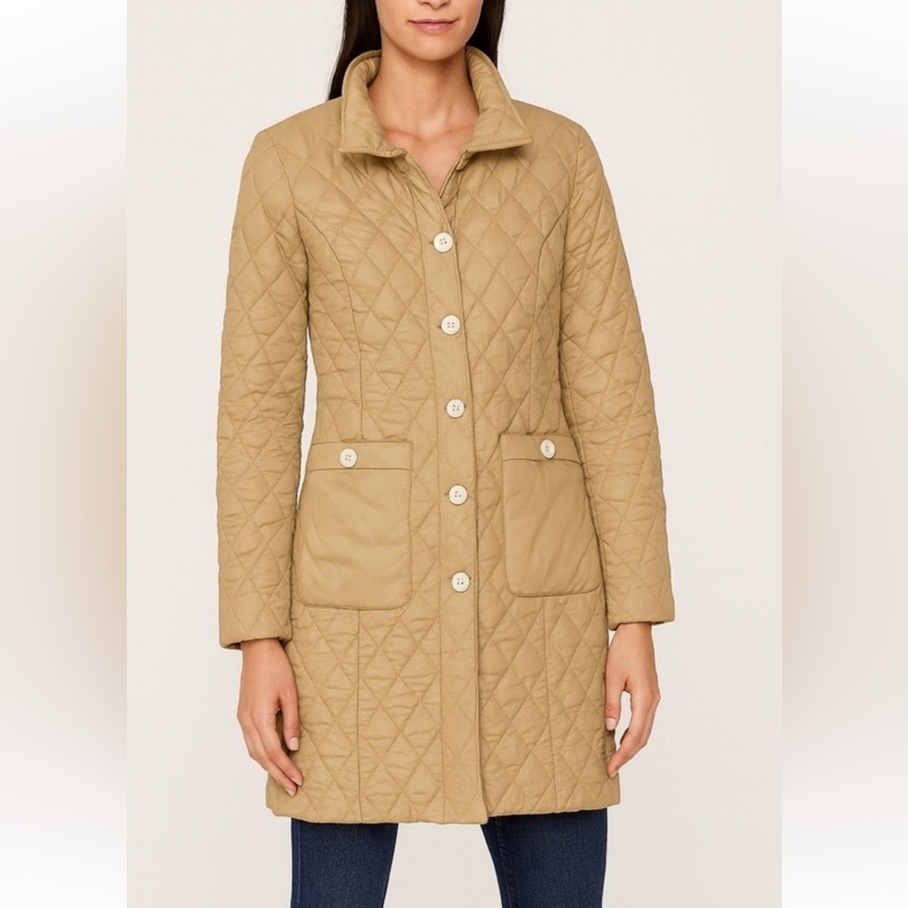 PATTY KIM Light Weight Quilted Beige Women's Puffer Coat Size XS